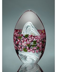 Shawn Messenger - "Cherry Blossom" Glass Egg Paperweight