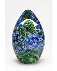 Shawn Messenger - "Forget-Me-Nots" Glass Egg Paperweight