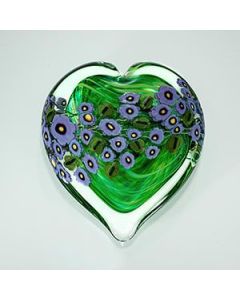 Shawn Messenger - "Violets" Glass Heart Paperweight