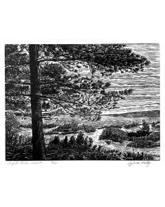 Sylvia Pixley - "August at the Lake #1" Woodcut