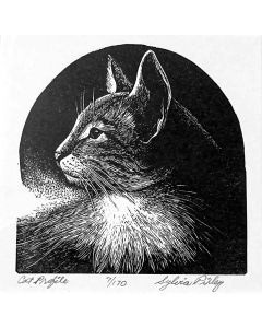 Sylvia Pixley - "Cat Profile #1" Woodcut