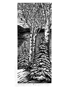 Sylvia Pixley - "Winter Birches #1" Woodcut