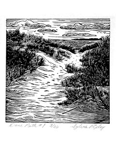 Sylvia Pixley - "Dune Path #1" Woodcut