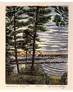 Sylvia Pixley - "Summer Day #2" Woodcut and Watercolor