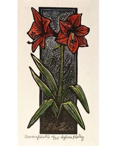 Sylvia Pixley - "Amaryllis #2" Woodcut and Watercolor