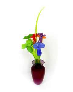 Mike Wallace - "Pink Vase with Flowers" Glass Sculpture