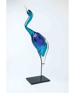 Mike Wallace - "Blue Heron" Glass Sculpture