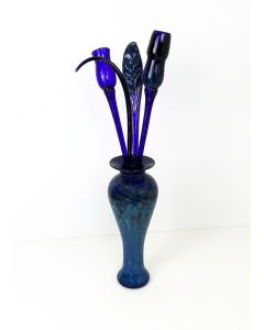 Mike Wallace - "Cloud Vase with Flowers" Glass Sculpture