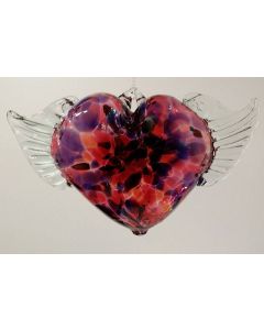 Meredith Wenzel - "Winged Watch Heart" Hanging Glass Sculpture