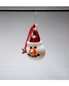 Meredith Wenzel - "Santa Hat Snowman" Glass Ornament