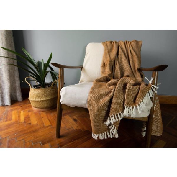 Bronze Mechot Handwoven Throw Blanket Ethiopian Cotton