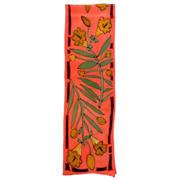 Susan Skove - Crepe Coral Floral Silk Scarf 8x54