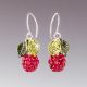 Elizabeth Johnson - Glass Red Raspberry with Leaves Earrings