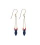 Navy Feather Drop Earrings