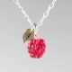 Elizabeth Johnson - Raspberry and Leaf Charm Necklace