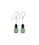 Green Square with Black Egg Earrings