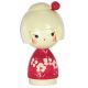 Red Floral Girl Kokeshi Doll